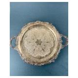 Silver Plated Footed Tray With Handles
