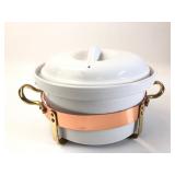 White Ceramic Pot With Copper & Brass Stand