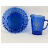 Shirley Temple Blue Glass Bowl & Pitcher
