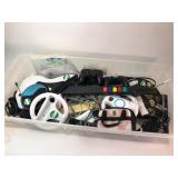 Gaming Accessories Lot With Controllers & Guitars