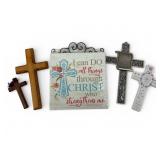 4 Crosses & 1 Religious Plaque