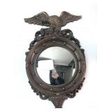 Carved Wood Convex Mirror With Eagle