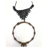 Beaded Black Necklace & Gold-Tone Necklace