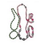 Green & Pink Beaded Necklaces & Bracelets