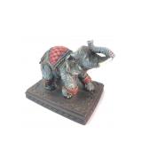 Composite Elephant Figurine On Base