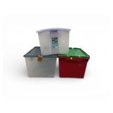 3 Plastic Storage Bins With Lids