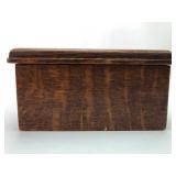 Vtg Oak Wood Box With Hinged Lid