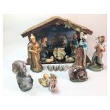 Hand Painted Nativity Set With Stable
