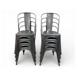 8 Gray Metal Stacking Chairs