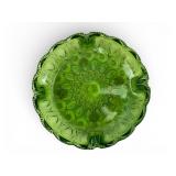 Green Glass Daisy & Button Pattern Plate