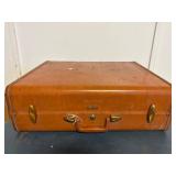 Samsonite Leather Suitcase With Brass Accents