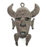 African Tribal Bronzed Mask Wall Decor