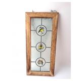Vintage Stained Glass Panel With Birds