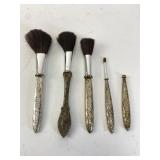 5 Vintage Silver-Handled Brushes