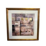 Abstract Collage Artwork In Gold Frame