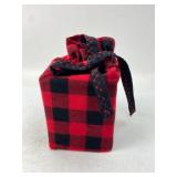 Red & Black Plaid Fabric Drawstring Bag
