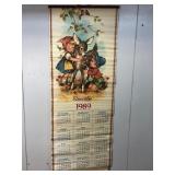 1989 Bamboo Calendar With Deer & Cats