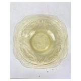 Yellow Depression Glass Bowl With Etched Design
