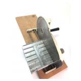 Vintage Metal Meat Slicer With Wood Base