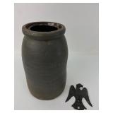 Stoneware Vase & Cast Iron Eagle Decor