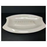 White Ceramic Ashtray With Green Felt Base