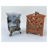 Glass & Metal Votive With Roman Terracotta Holder