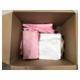 Pink & White Table Cloths With Silverware Cloths