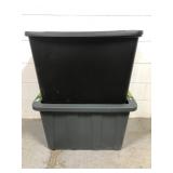 2 Black & Grey Storage Totes