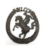 Metal Welcome Horse & Rider Wall Art