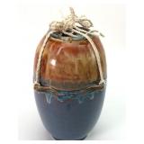 Handmade Signed Pottery Vessel With Lid