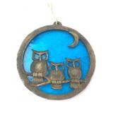 Cast Metal & Glass Owl Hanging Decoration