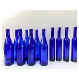 12 Blue Glass Wine Bottles