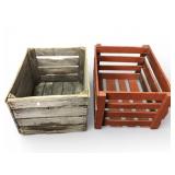 2 Vtg Wooden Crates 17.25ï¿½14.5ï¿½12 & 19.5x15x12