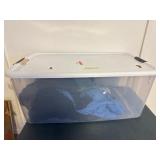 Plastic Bin With Assorted Clothing Items