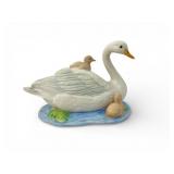Homco Swan Figurine With Ducklings