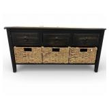 Black Wood Console Table With Baskets