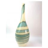 20ï¿½ï¿½ Blown Glass Vase With Blue & Cream Stripes