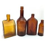 4 Amber Glass Bottles