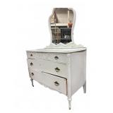 White Painted Wood Dresser with Mirror