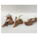 John Perry Dolphin Sculptures On Burlwood