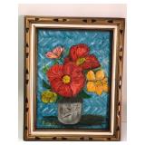 Evey B 1975 Floral Painting In Frame