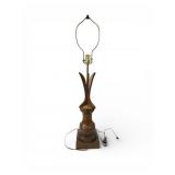 3ft High Wooden & Brass Table Lamp