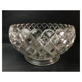 Pressed Glass Fruit Bowl With Diamond Pattern