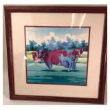 Signed M. L. Faustine Grazing Cows Watercolor