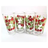 Vintage Strawberry Tumblers 5.5ï¿½ Set Of 4