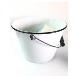 White Enamel Bucket With Handle