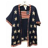 Quacker Factory Star Spangled Cardigan 1X