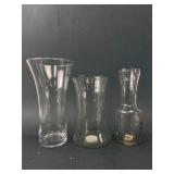 3 Clear Glass Vases
