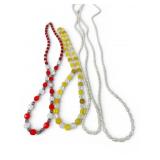 4 Beaded Necklaces In Red, Yellow & White