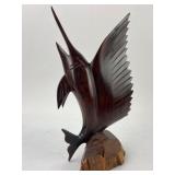 11ï¿½ï¿½ Hand-Carved Wood Sailfish Sculpture